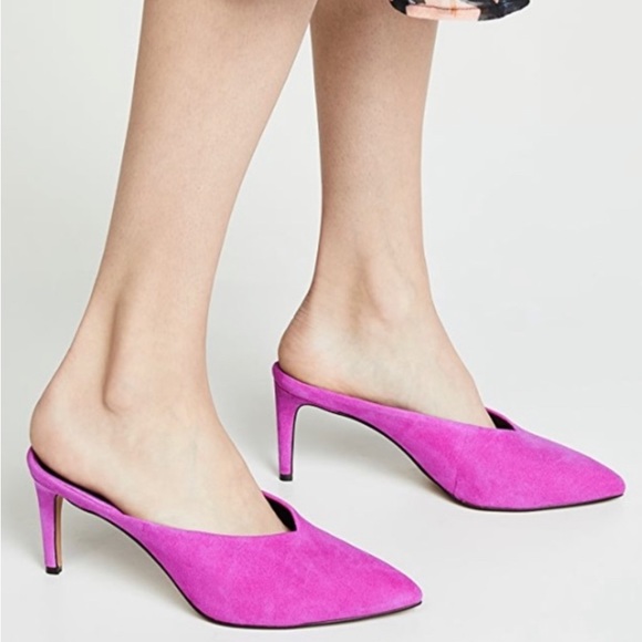 Used Fuchsia Rebecca Minkoff Mules with Box - Picture 1 of 11